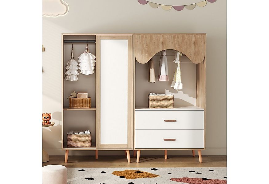 Flieks Kleiderschrank Schiebetürenschrank mit Kleiderstange & offener Schra günstig online kaufen