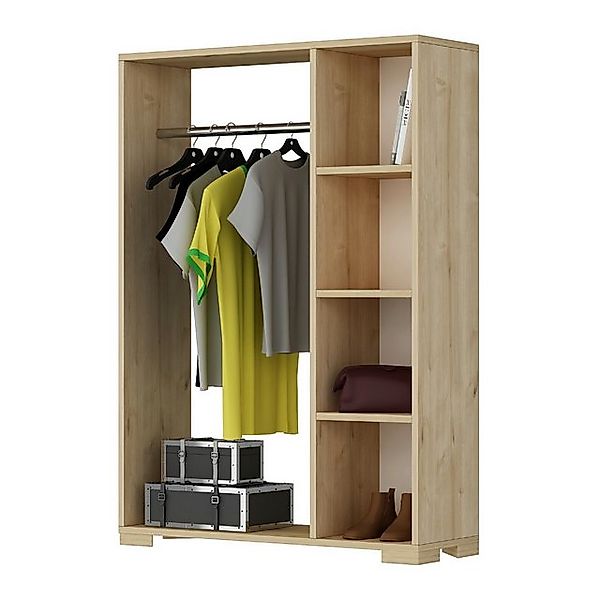 en.casa Kleiderschrank »Nesbyen« mit Garderobenstange Eiche-Optik günstig online kaufen