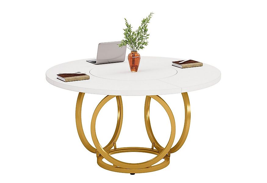 Tribesigns Esstisch 120 cm Runder Esstisch für 4 Weißer Küchentisch mit gol günstig online kaufen