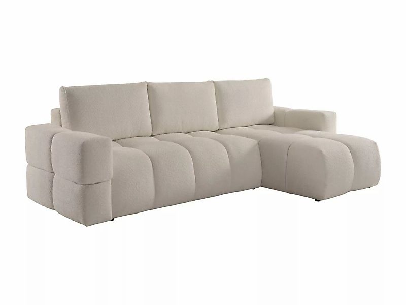 Ecksofa mit Schlaffunktion - Ecke wechselbar - Bouclé-Stoff - Beige - ISSOR günstig online kaufen