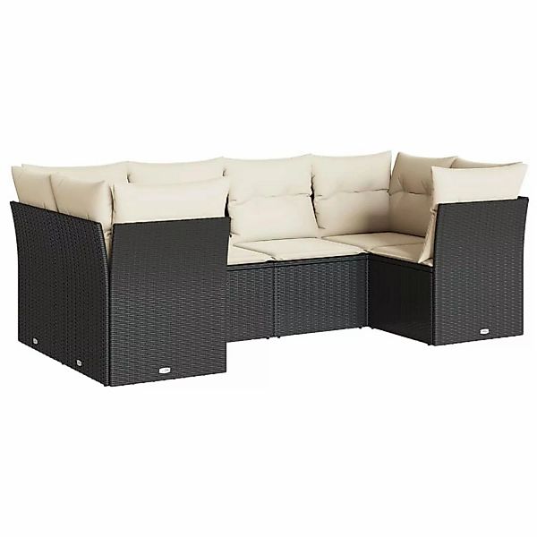 vidaXL 6-Tlg Garten-Sofagarnitur mit Kissen Schwarz Poly Rattan 3249945 günstig online kaufen