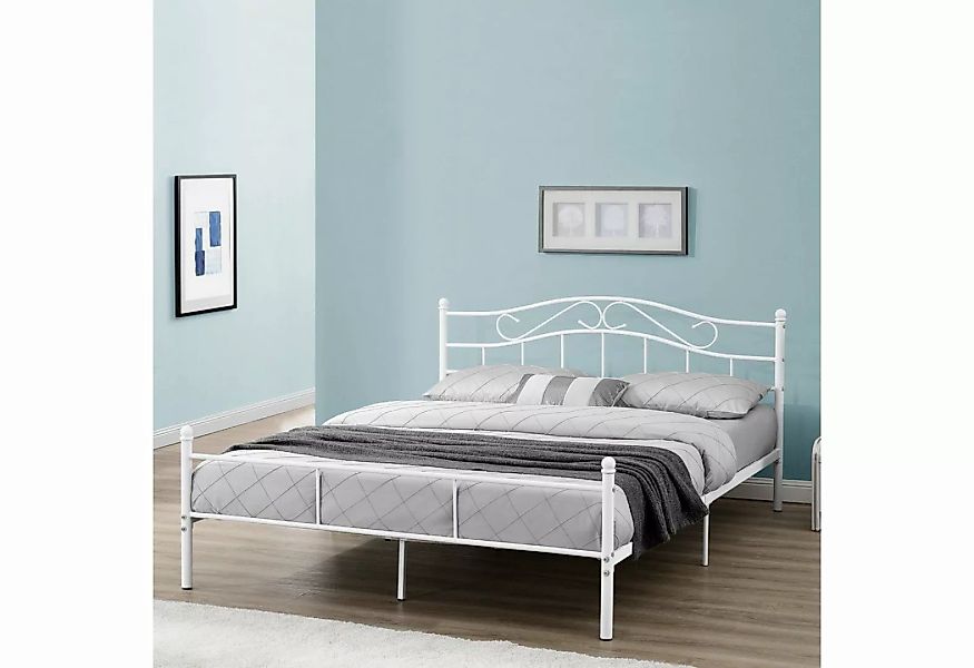 en.casa Metallbett, »Damur« Bett 200 x 180 cm weiß, matt günstig online kaufen