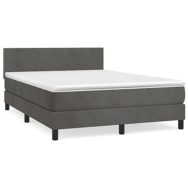 vidaXL Boxspringbett mit Matratze Dunkelgrau 140x200 cm Samt1389849 günstig online kaufen