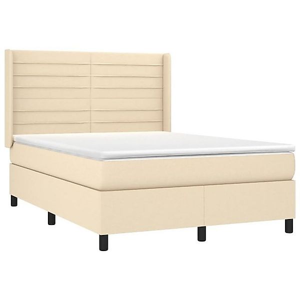 vidaXL Bett Boxspringbett mit Matratze Creme 140x200 cm Stoff günstig online kaufen