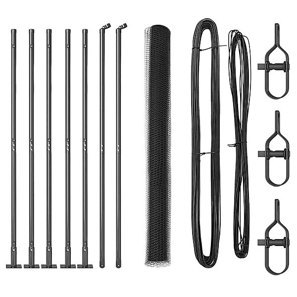 vidaXL Zaunpfosten Grau 10 x 1,4 m 13 mm Maschen Stahl und PVC 3353629 günstig online kaufen