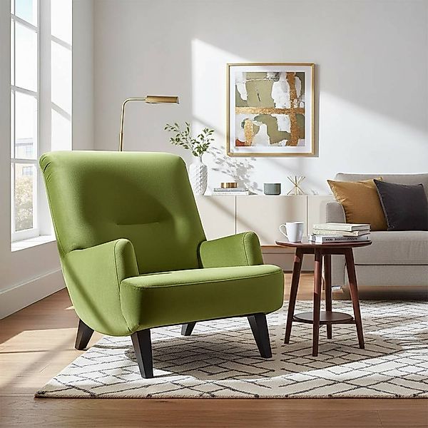 Komfortsessel modernes Design in Oliv Grün Samtvelours günstig online kaufen