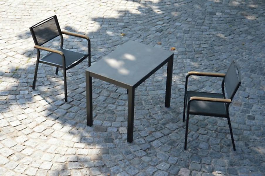 Outdoor Tisch Quadrat Keramik Grau / natur eloxiert 80x80 günstig online kaufen