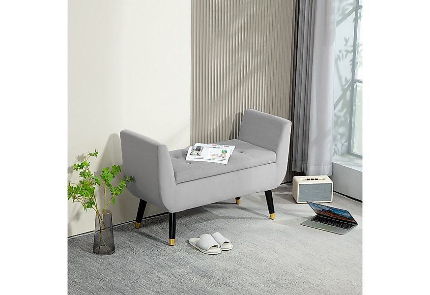HOMCOM Sitzbank mit Stauraum Armlehnen, Samtartiges Polyester (Truhenbank, günstig online kaufen