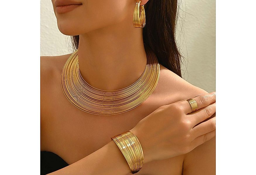 trends for living Schmuckset Mehrlagiges Schmuckset aus Metall mit geometri günstig online kaufen