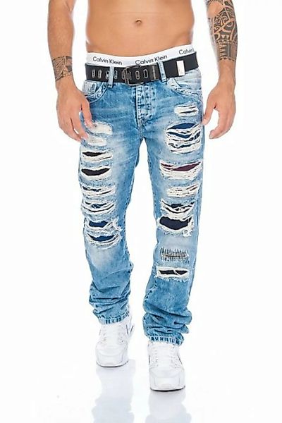 Cipo & Baxx Regular-fit-Jeans Herren Jeans Hose im Destroyed Look mit farbi günstig online kaufen