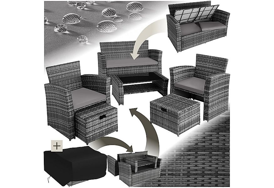 tectake Sitzgruppe Rattan Lounge Set Modena - Hochwertiges Polyrattan Desig günstig online kaufen