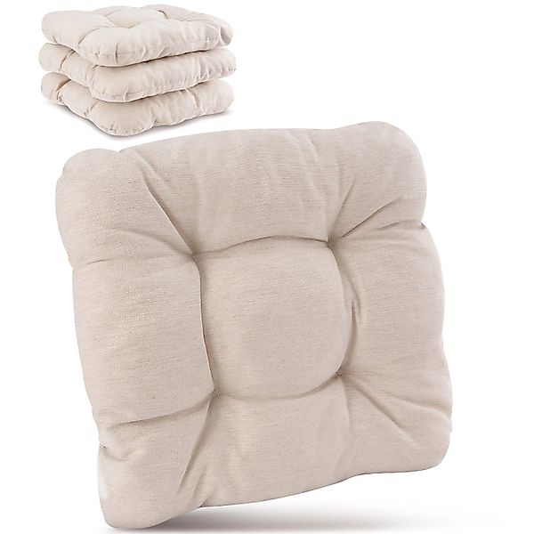 Beautissu HighLux SK Stuhlkissen 40x40x8cm Natur 4tlg günstig online kaufen
