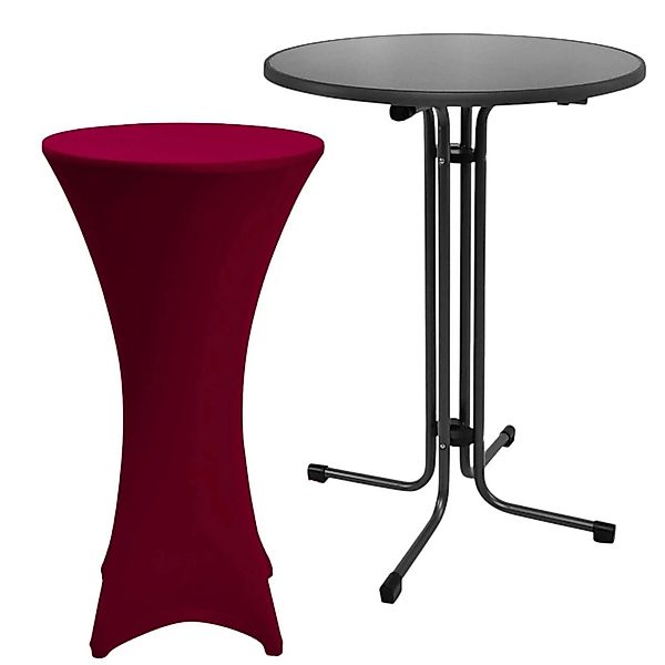 Beautissu Sylt Stehtisch Ø 80cm Grau mit Stella Stehtischhusse Ø 80cm Borde günstig online kaufen