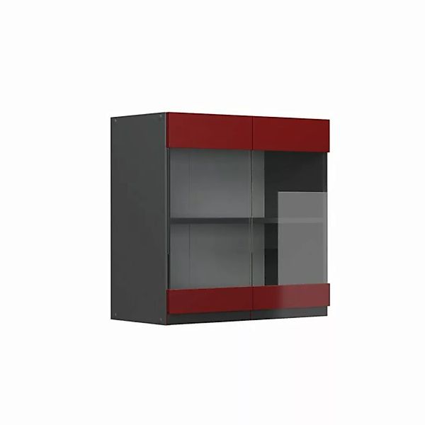 Vicco Glashängeschrank Hängeschrank J-Shape 60 cm Anthrazit/Rot günstig online kaufen