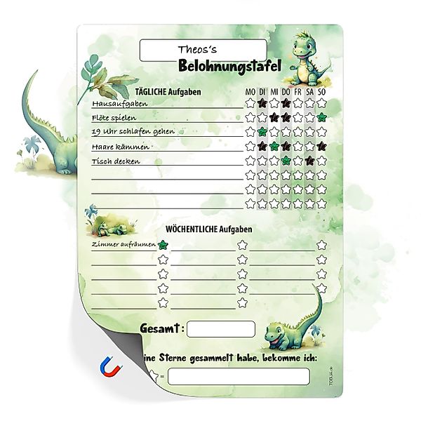TOBJA Magnettafel Belohnungstafel Dino Kinder A4 günstig online kaufen