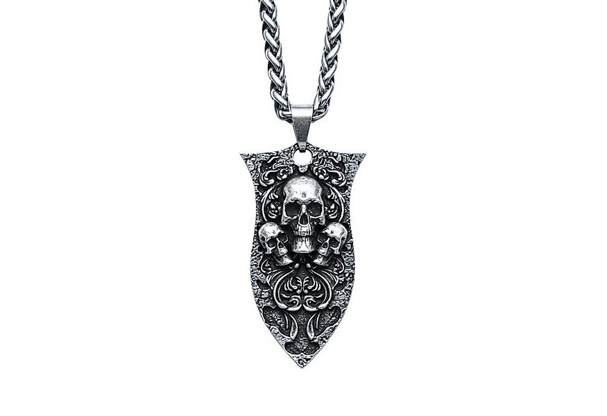 KARMA Kette mit Anhänger Halskette mit Totenkopf Anhänger Silber Herren 60 günstig online kaufen
