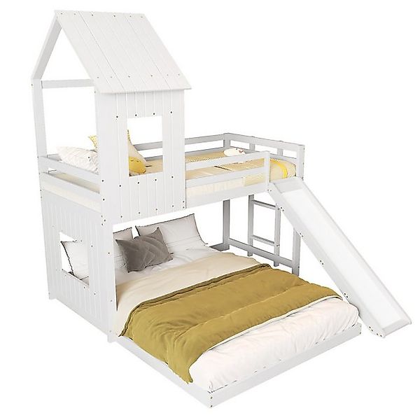 Merax Etagenbett, Kinderbett 90x200cm mit Unterbett 140x200cm, Hochbett Sto günstig online kaufen