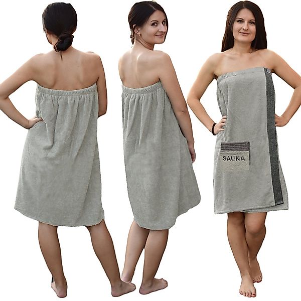 JEMIDI Duschtuch Sauna Frottee Kilt Sarong M-XXL - Damen/Herren - Grau - 10 günstig online kaufen