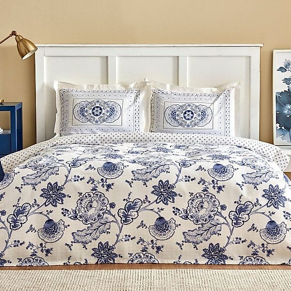Karaca Bettwäsche Karaca Amar Blau 100% Baumwolle Doppeltes Bettbezug Set günstig online kaufen