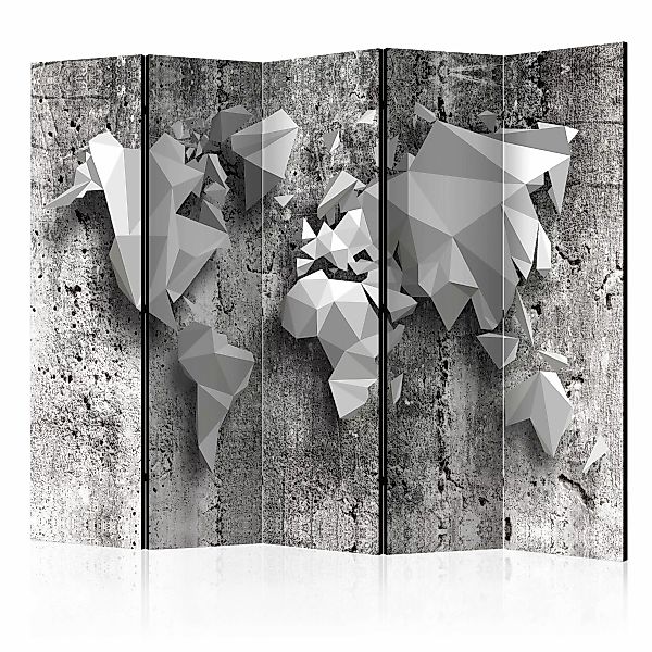 5-teiliges Paravent - World Map: Origami Ii [room Dividers] günstig online kaufen