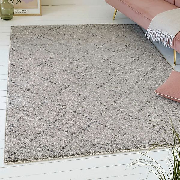 OTTO home Teppich "Thoren" rechteckig 12 mm Höhe weicher Kurzflor, Rautenmu günstig online kaufen