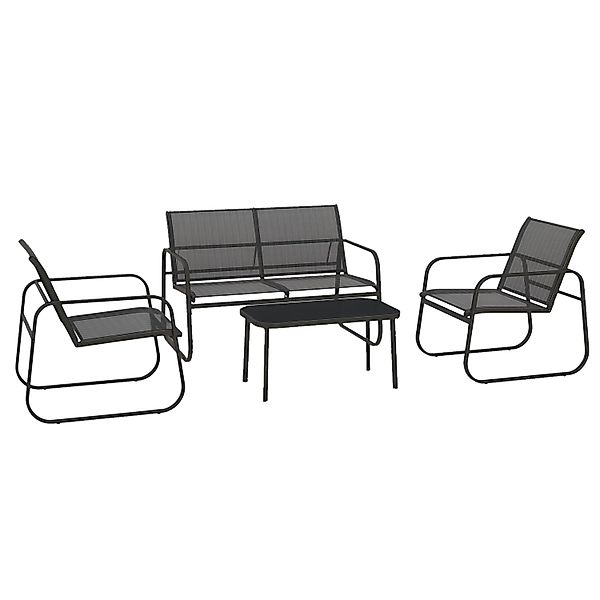 Outsunny Gartenmöbel-Set 4-teilig Stahl  Mesh 111L x 70B x 75H cm Schwarz günstig online kaufen