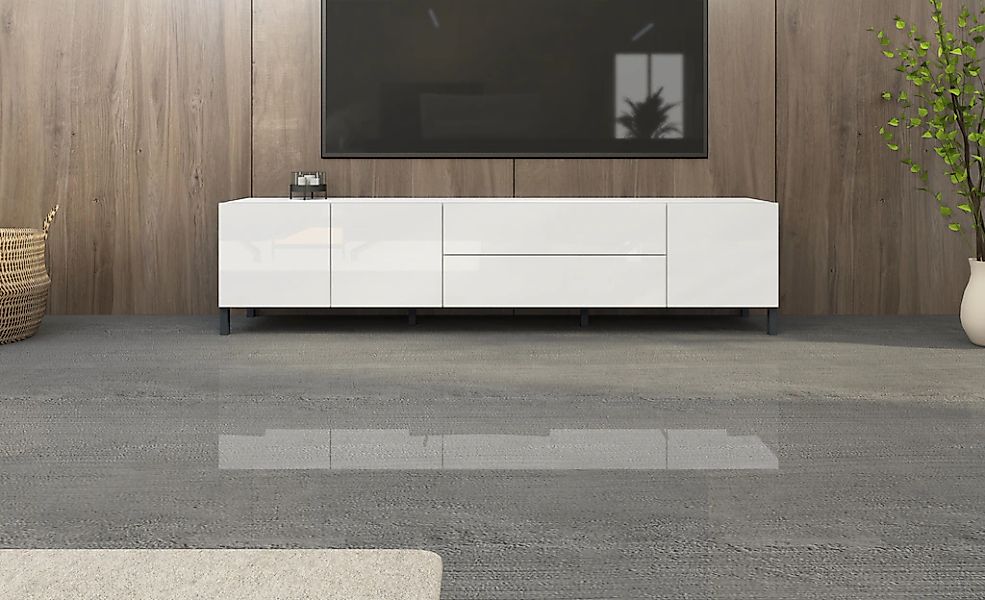 borchardt Möbel Lowboard "Sophia, Tv-Schrank Breite 190 cm" Metallfüße, gri günstig online kaufen