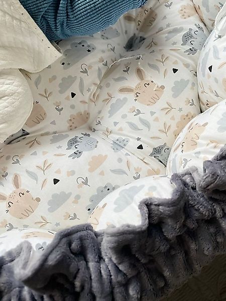 Loolay Bettnestchen MINKY Graphit/ HASE Beige-Weiß ENGELSNEST Babynest, Unt günstig online kaufen