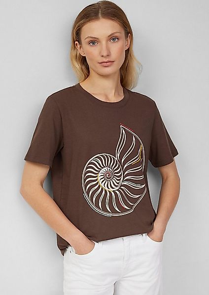 s.Oliver Kurzarmshirt T-Shirt Jersey-T-Shirt mit Frontprint und Schmuckperl günstig online kaufen