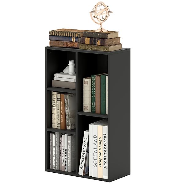 HOMCOM Bücherregal, Regal mit 2 Ebenen und 5 Fächern, Aufbewahrungsmöbel fü günstig online kaufen