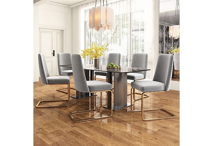 Flieks Freischwinger (Set, 6 St), 6er Set Esszimmerstühle Polsterstuhl Schw günstig online kaufen