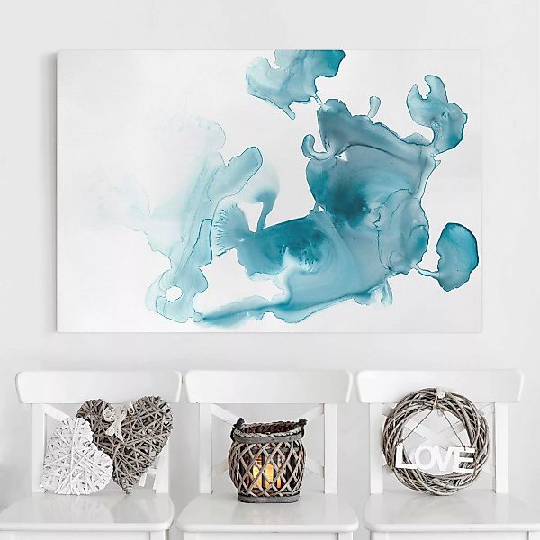 Leinwandbild Abstrakt - Querformat Aquamarin im Dunst II günstig online kaufen
