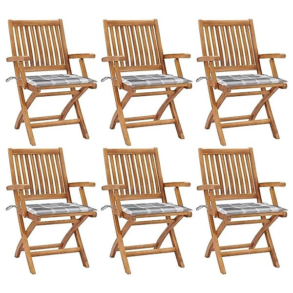 vidaXL Klappbare Gartenstühle mit Kissen 6 Stk Massivholz Teak 3072764 günstig online kaufen