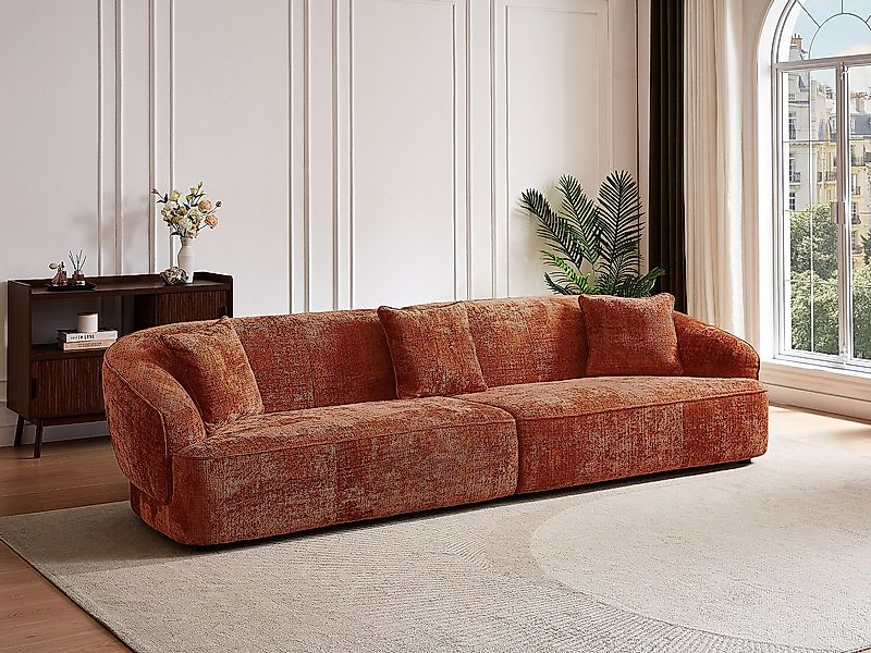 4-Sitzer-Sofa aus strukturiertem Stoff – Terrakotta – ZULIAKA günstig online kaufen