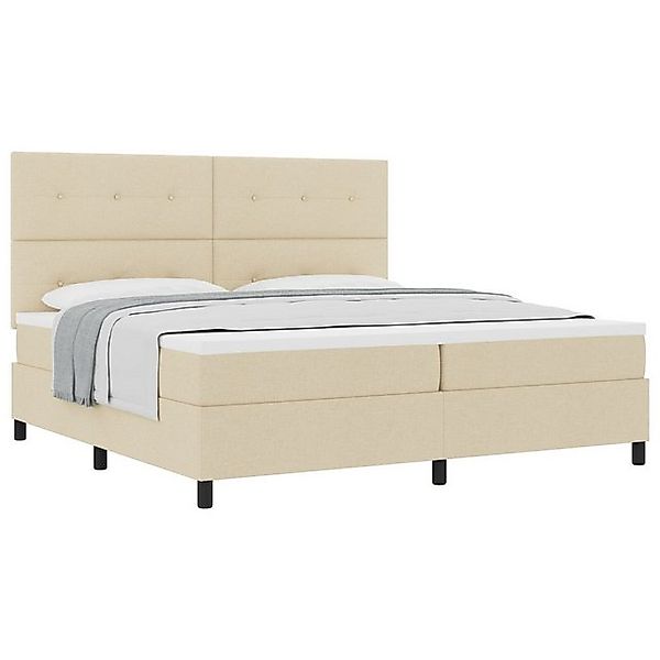 vidaXL Bett Boxspringbett mit Matratze Creme 200x200 cm Stoff (1-tlg) günstig online kaufen