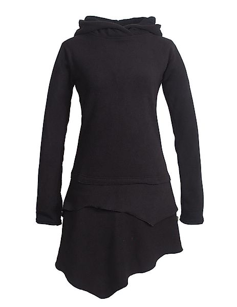 Vishes Midikleid Asymmetrisches Kapuzen-Kleid aus Recycling-Fleece günstig online kaufen