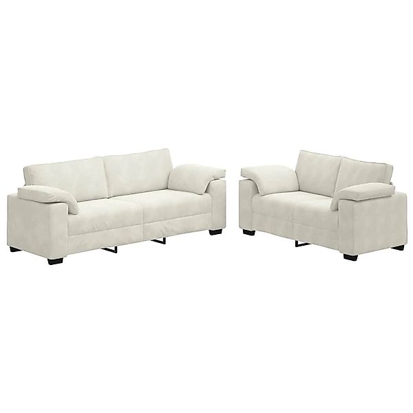 vidaXL 2-Teiliges Sofa-Set mit Kissen Creme Samt 3324757 günstig online kaufen