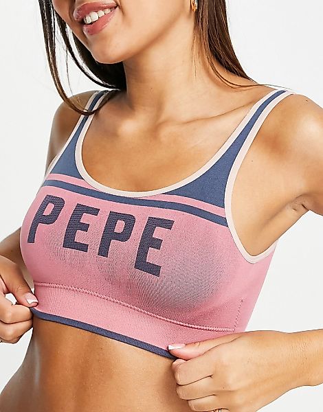 Pepe Jeans – Kerry – Kurzes Bralette in verwaschenem Beerenton-Rosa günstig online kaufen