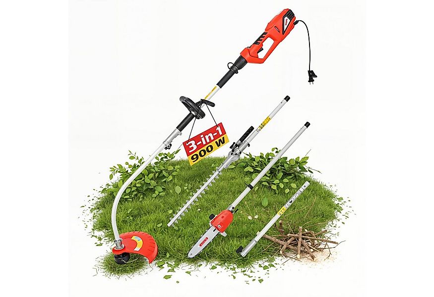 Hecht Elektro-Motorsense 3in1 Heckenschere Hochentaster Rasentrimmer, 900W, günstig online kaufen