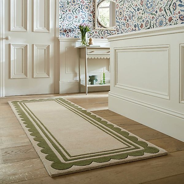 FLAIR RUGS Wollteppich "Lois mit Jakobsmuschelbordüre" rechteckig 7 mm Höhe günstig online kaufen