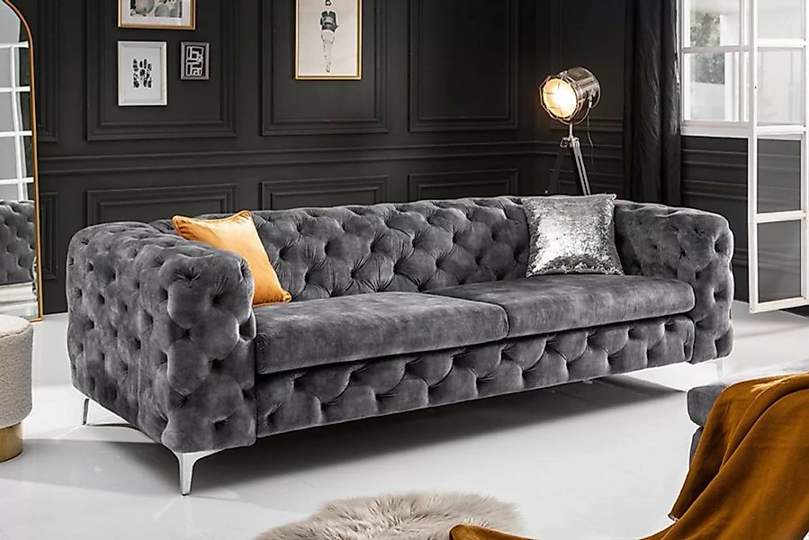 riess-ambiente Sofa MODERN BAROCK 235cm dunkelgrau / silber, Einzelartikel günstig online kaufen