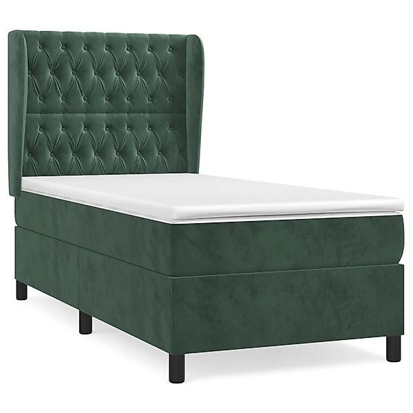 vidaXL Boxspringbett mit Matratze Dunkelgrün 90x200 cm Samt 3129372 günstig online kaufen