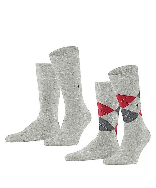 Burlington 2-er Set Socken Hellgrau mit Argyle-Muster günstig online kaufen