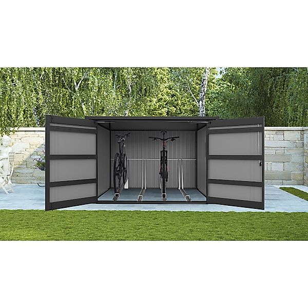 Floraworld Premium Fahrradgarage Platz für 4 Fahrräder 217 x 226 x 145/166 günstig online kaufen