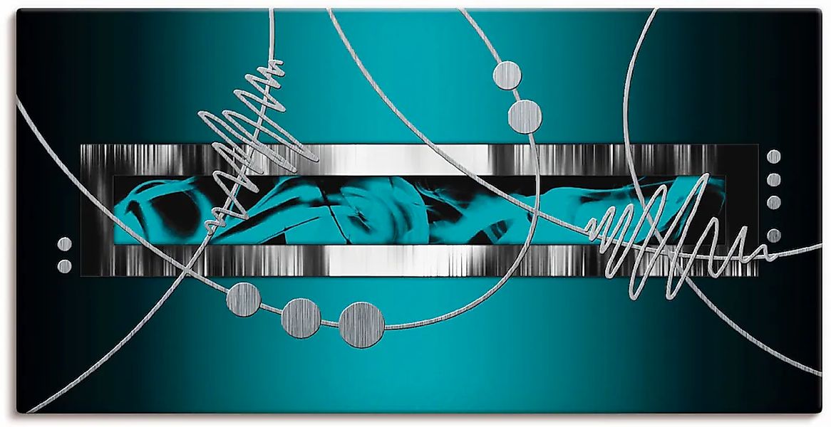 Artland Wandbild "Silber abstrakt auf petrol" Gegenstandslos 1 Stk. tlg. al günstig online kaufen