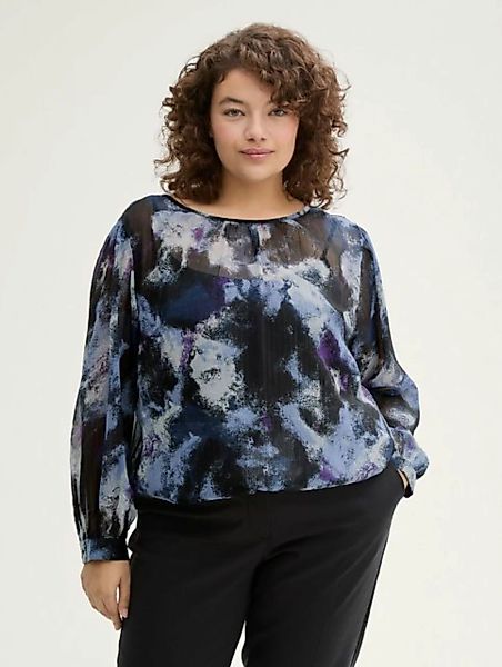 TOM TAILOR PLUS Langarmbluse Plus Size - Gemusterte Chiffon Bluse günstig online kaufen