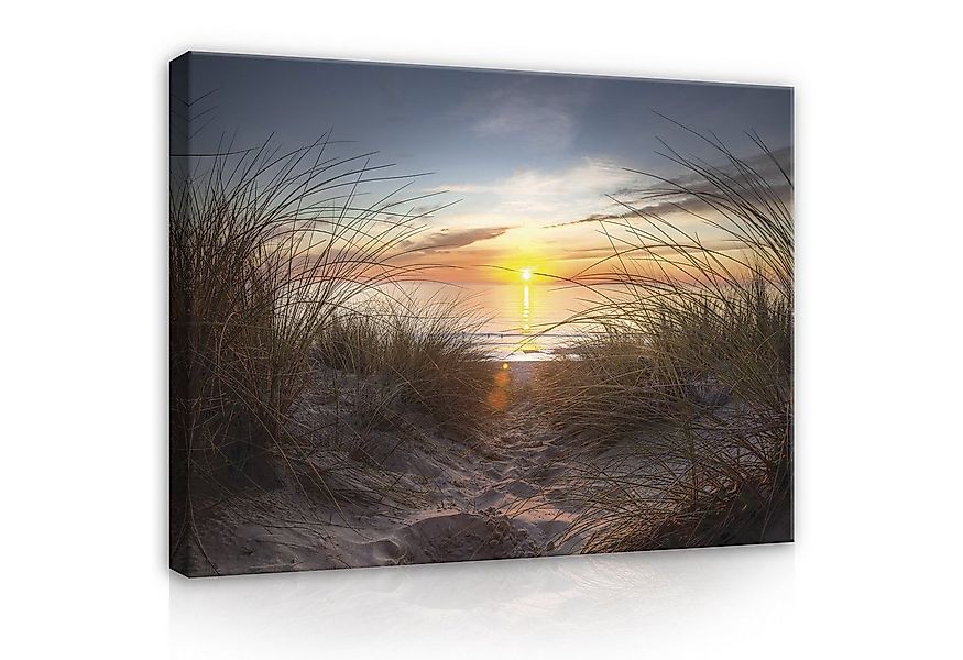 Wallarena Leinwandbild Strand Meer Sonne Natur Wandbild Groß XXL Wandbilder günstig online kaufen
