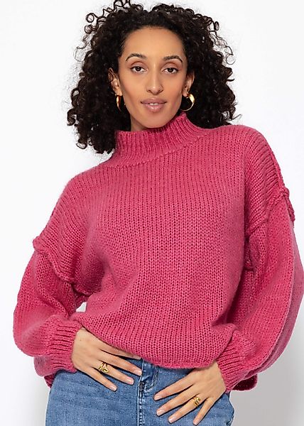 SASSYCLASSY Strickpullover Rollkragenpullover Damen mit Ziernähten günstig online kaufen