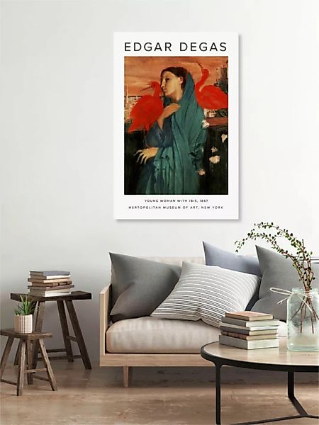 Poster / Leinwandbild - Ausstellungsposter: Junge Frau Mit Ibis Von Edgar D günstig online kaufen