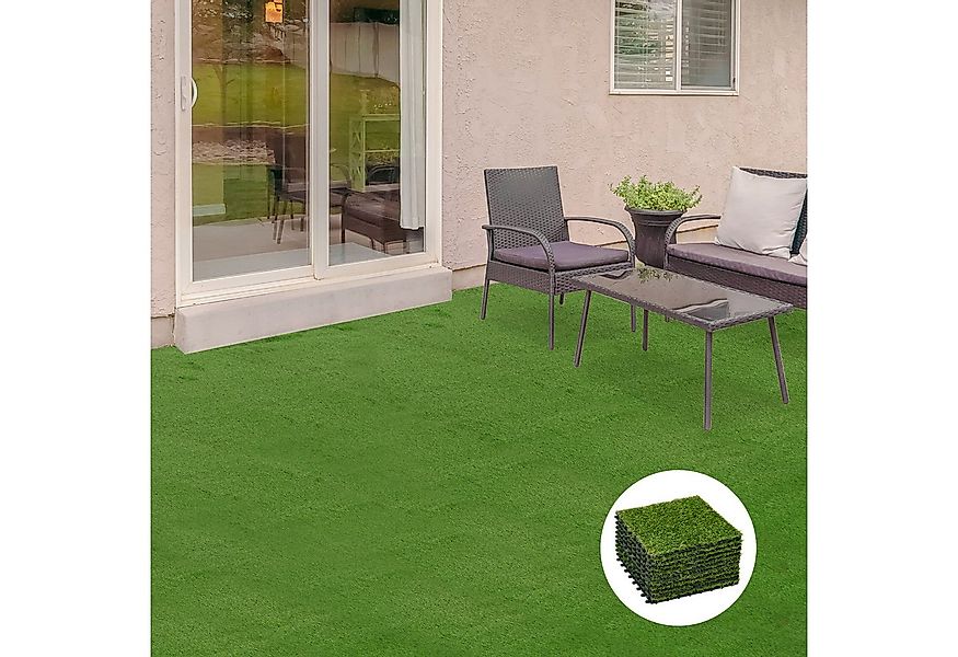 Outsunny Kunstrasen Rollrasen künstlicher Rasen für Balkon Garten, quadrati günstig online kaufen